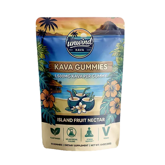 Unwind Island Fruit Nectar Kava Gummies (10 Bags/Case)