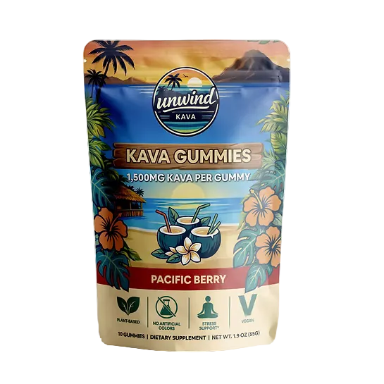 Unwind Pacific Berry Kava Gummies               (10 Bags/Case)